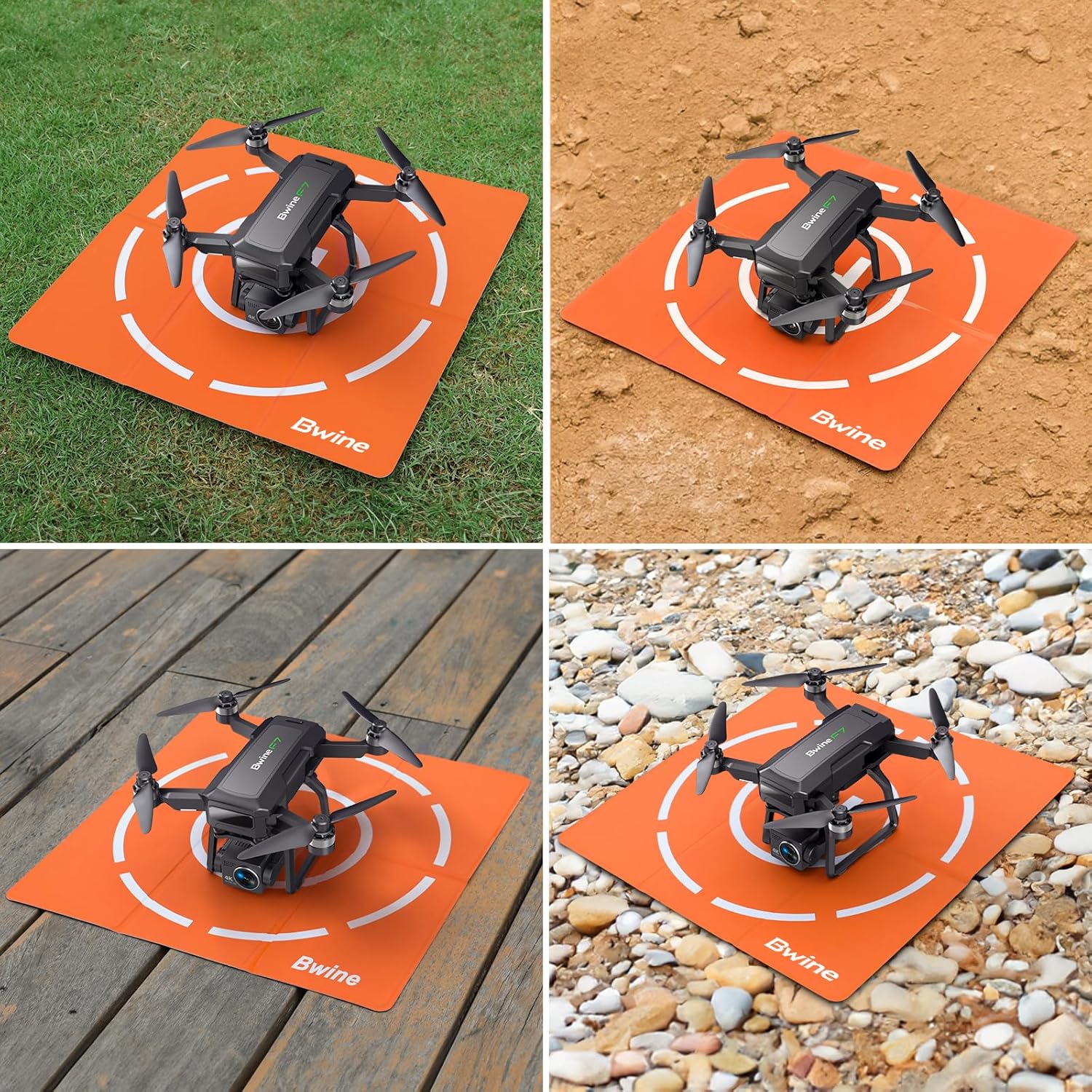 Bwine GPS 3-Aix Gimbal Foldable 4K Drone with Camera for Adults Beginners+Double-sided Waterproof Universal Portable Landing Pad