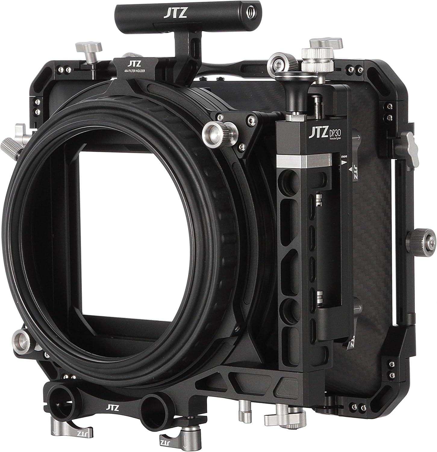 JTZ DP30 Cine Lens Carbon Fiber 4x4 Swing-Away Matte Box with 15mm/19mm Rod Rail Rig for Sony FS5 FS7 ARRI RED Canon C100 C200 C300 BM D Blackmagic BMPCC BMCC Pocket Cinema Panasonic Camera